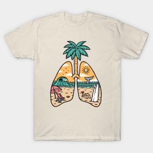 beautiful view of the beach in lungs T-Shirt